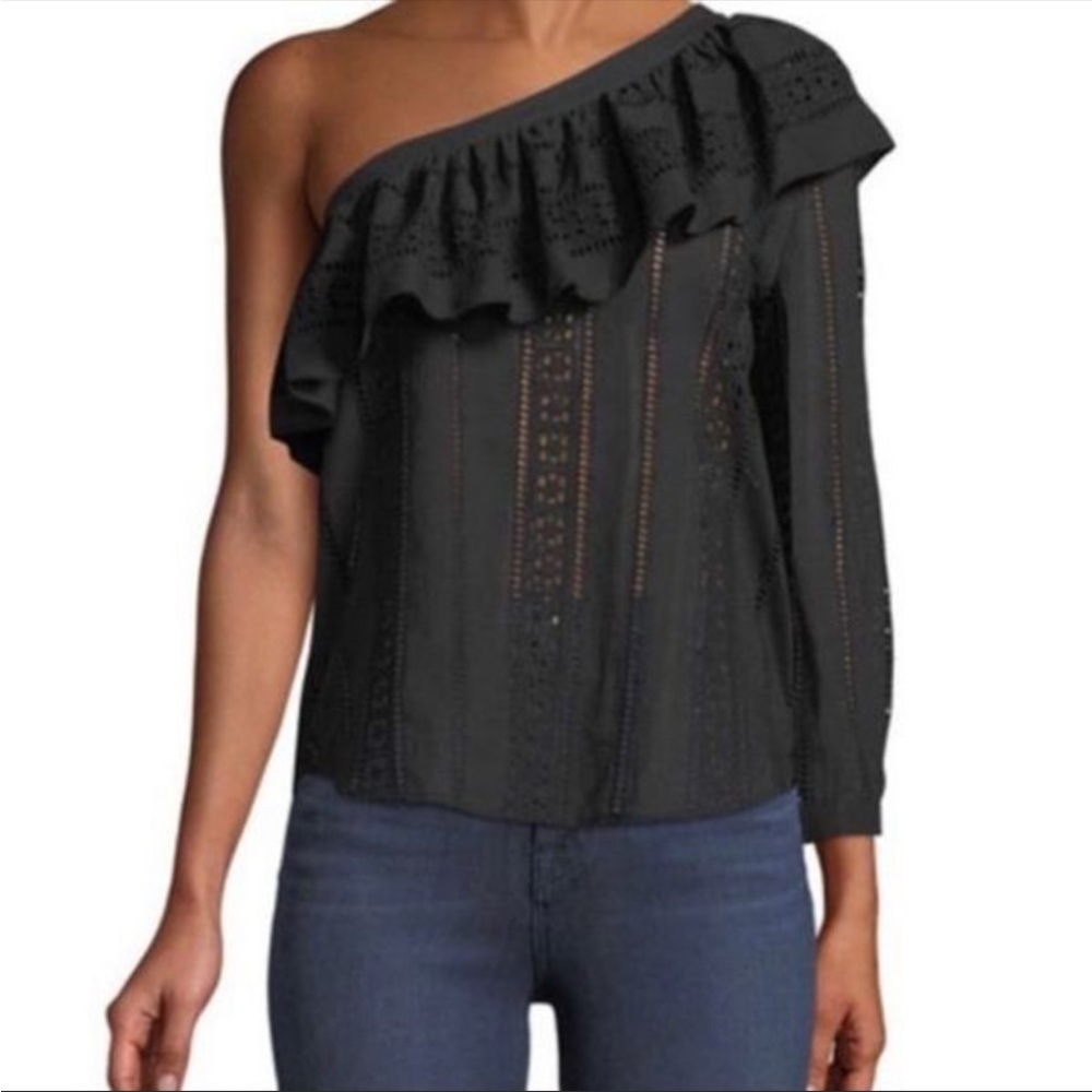 NWT Veronica Beard Cruz Eyelet One Shoulder Top.